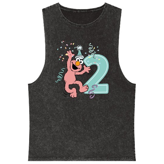 Sesame Street Birthday Design With Elmo Two Years Mineral Wash Tank Tops