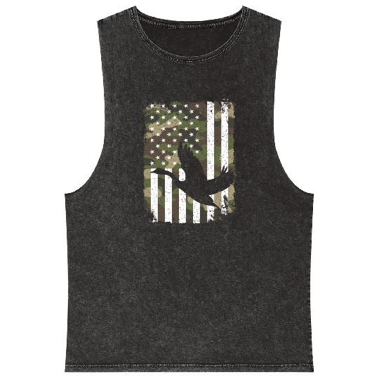 Goose Hunting Camo US Flag For Hunter Camouflage Mineral Wash Tank Tops