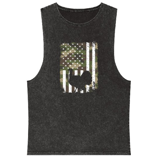 Turkey Hunting Camo US Flag For Hunter Camouflage Mineral Wash Tank Tops