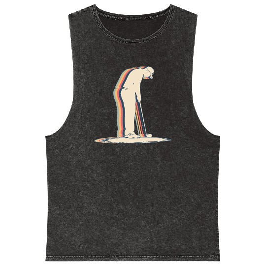 Mini Golf Golfer Golfing Miniature Golf Retro Mineral Wash Tank Tops