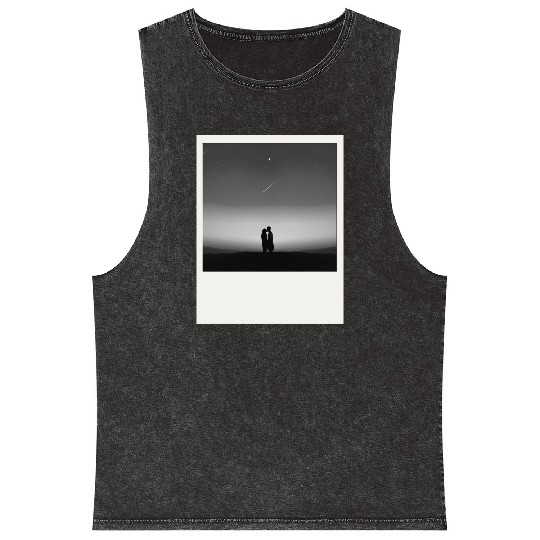 Starry Night Embrace Couple Polaroid Mineral Wash Tank Tops