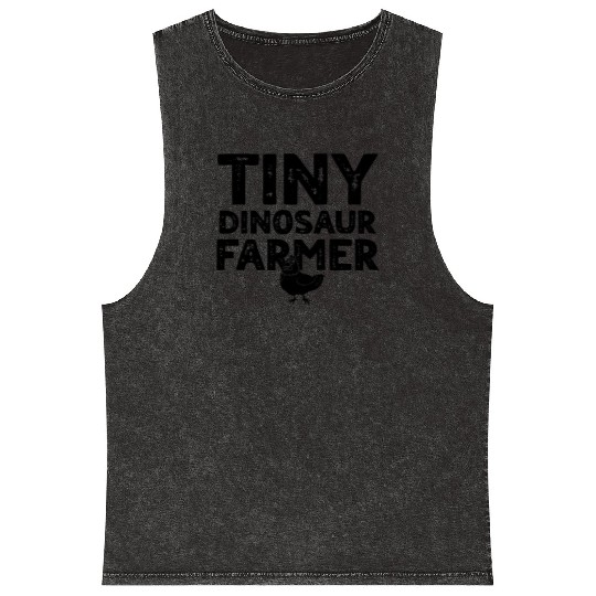 Dinosaur Funny Dino Farmer - Tiny Dinosaur farmer Mineral Wash Tank Tops
