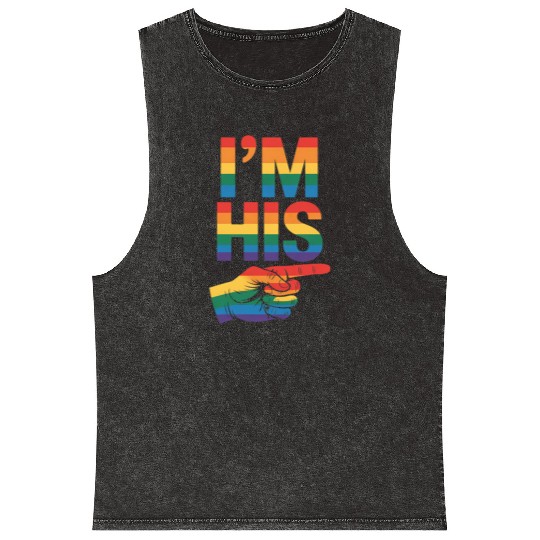 I'm His Gay Couple Matching LGBTQ Pride Mineral Wash Tank Tops