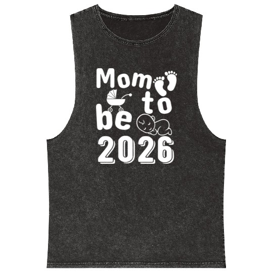 Mom To Be 2026 Baby Arrival Announcement Mineral Wash Tank Tops