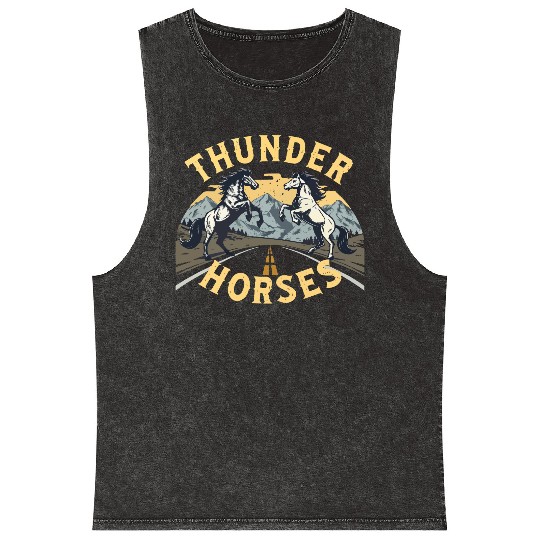 "Thunder Horses – Wild Storm Riders Mineral Wash Tank Tops