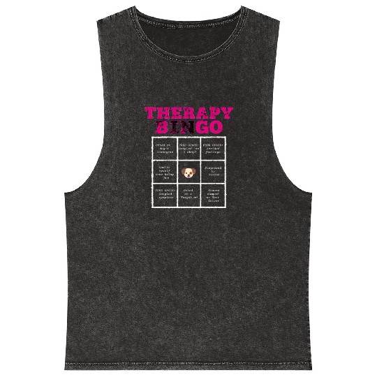 Therapy Bingo Card Mineral Wash Tank Tops Dark Humor Mental Healt