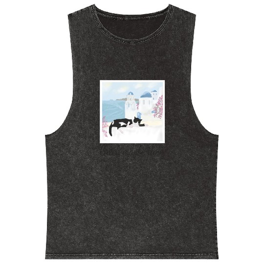 I live on GMT - greek maybe time Mineral Wash Tank Tops