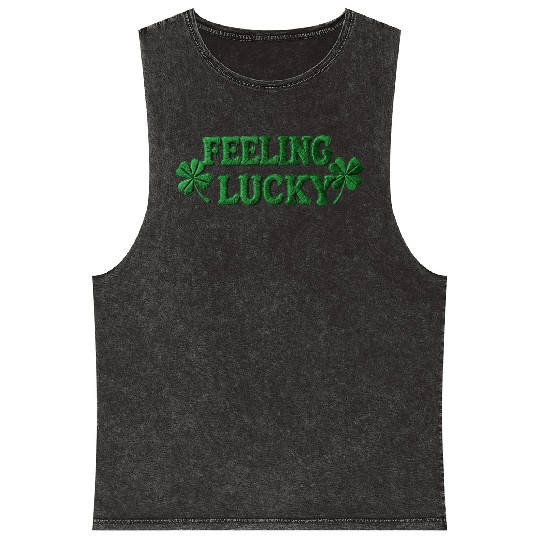 Feeling Lucky Shamrocks Clover Mineral Wash Tank Tops