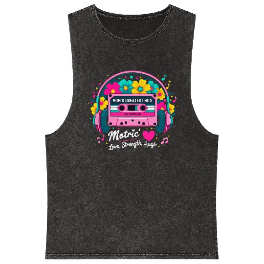 Retro Mom Mixtape Mineral Wash Tank Tops - Mother’s Day Nostalgia