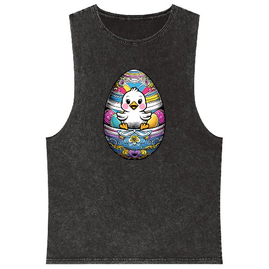 The Cute Easter egg Chick Mineral Wash Tank Tops