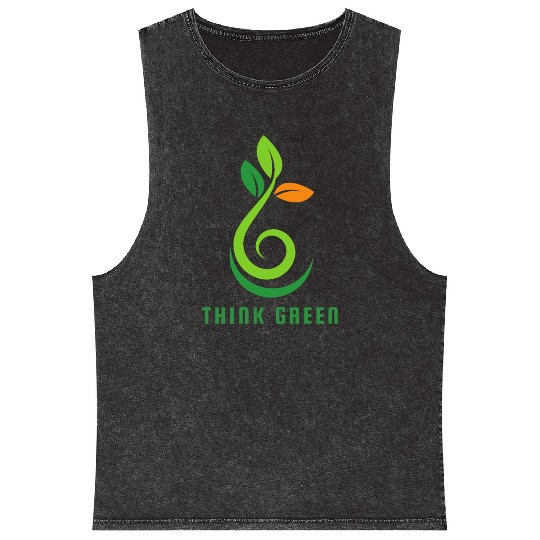 Think Green – Eco-Friendly Green Leaf Mineral Wash Tank Tops