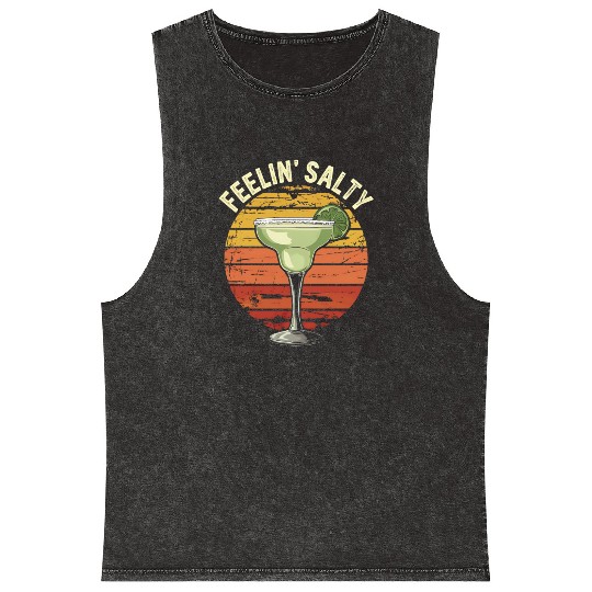 Feelin Salty Margarita-Mineral Wash Tank Tops Cinco Mayo