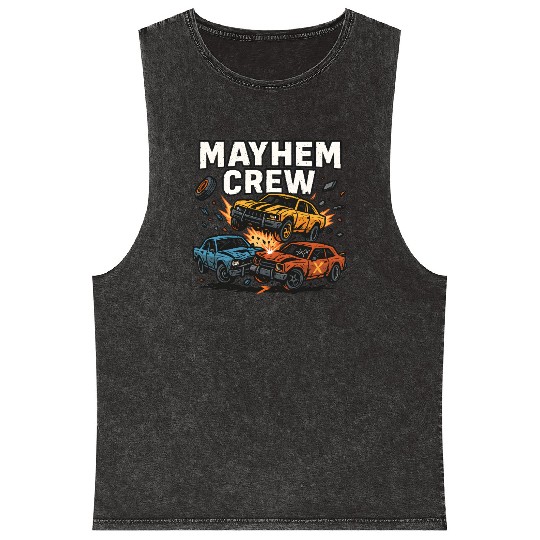 Mayhem crew derby Mineral Wash Tank Tops crash race design wreckfest