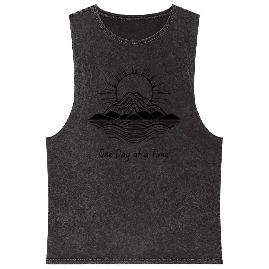 One Day at a Time – Motivational Calm Design Mineral Wash Tank Tops