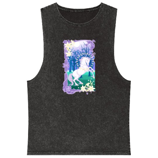Unicorn fantasy lilac moon Mineral Wash Tank Tops
