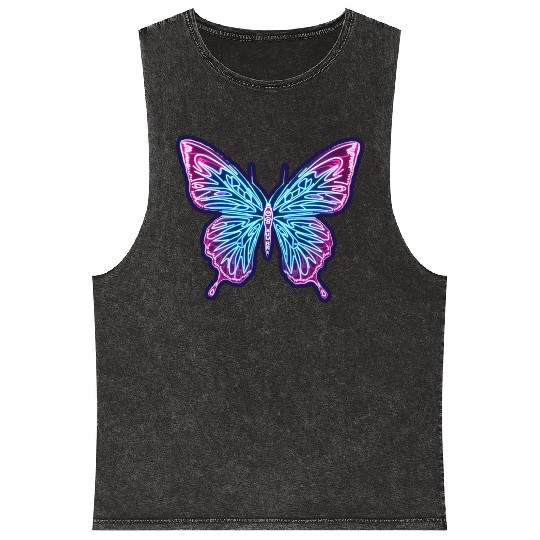 Neon Butterfly Mineral Wash Tank Tops