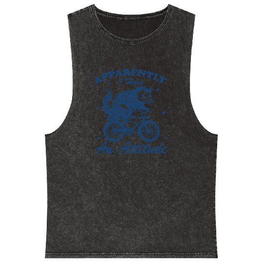 Funny Opossum Biking Mineral Wash Tank Tops