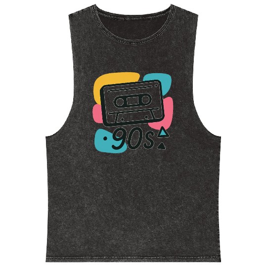Name: Colorful 90s Cassette Tape Design Mineral Wash Tank Tops