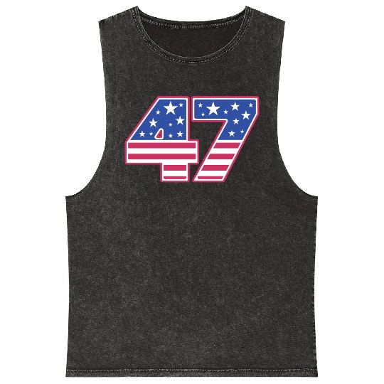 Number 47 in Stars and Stripes Mineral Wash Tank Tops