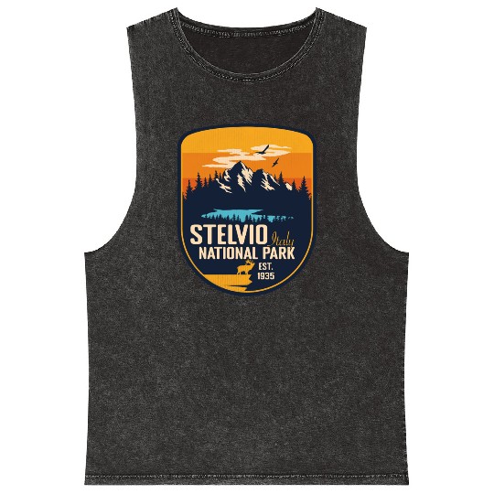 Stelvio National Park Italy Vintage Sunset Camping Mineral Wash Tank Tops