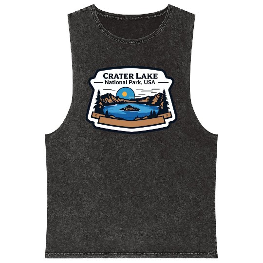 Crater Lake National Park Southern Oregon USA Logo Mineral Wash Tank Tops