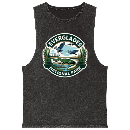 Everglades National Park Florida USA Logo Mineral Wash Tank Tops