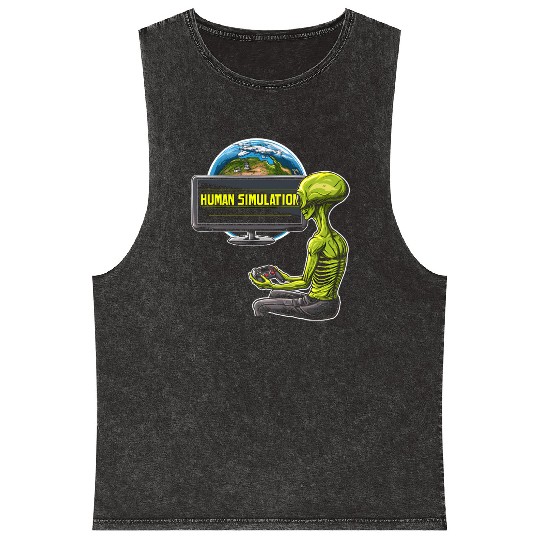 Human Simulation Mineral Wash Tank Tops Alien Earth Extraterrestrial