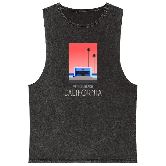 Retro Venice Beach California Mineral Wash Tank Tops
