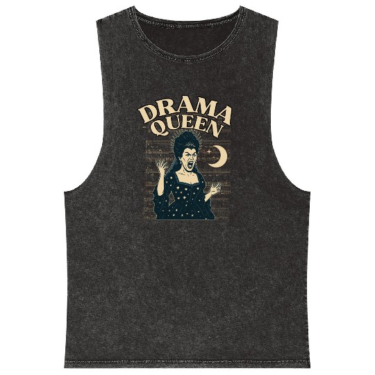 Drama Queen – Loud, Proud, and Slightly Unhinged Mineral Wash Tank Tops