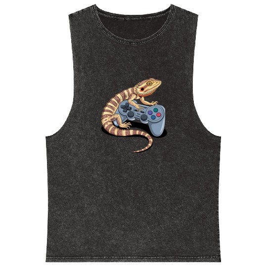 Video Gaming Gamer Pogona Reptile Bearded Dragon Mineral Wash Tank Tops