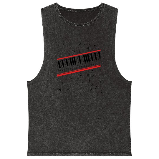 Michael 80s Beat It Piano Design Mineral Wash Tank Tops