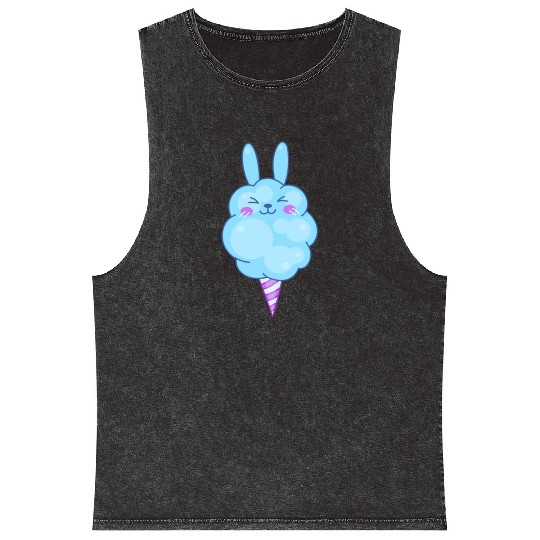 Cute Cotton Candy Bunny Mineral Wash Tank Tops