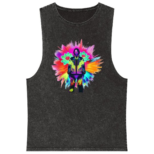 Y2K Bloom: Techwear Meets Luminescent Nature Mineral Wash Tank Tops