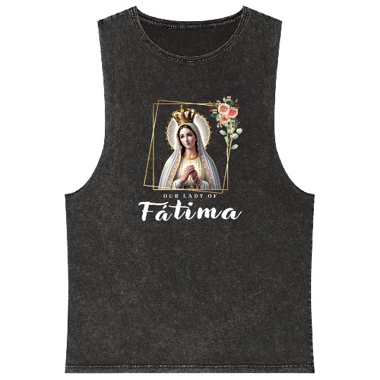Our Lady of Fatima Mother Mary Saint Catholic Mineral Wash Tank Tops