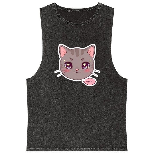 Kawaii Cat – Ultimate Cute Cat Aesthetic Mineral Wash Tank Tops