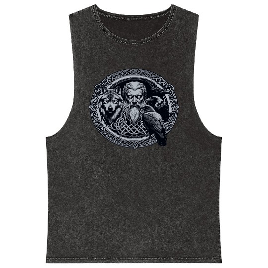 Viking Warrior Man Odin Thor Norman Walhalla Mineral Wash Tank Tops