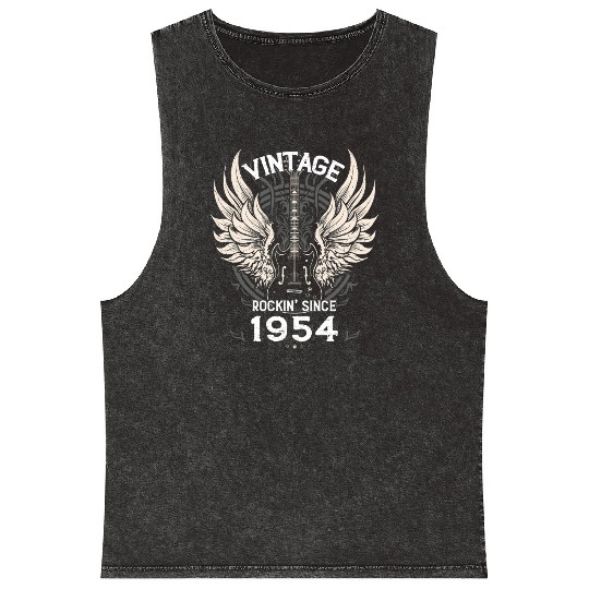 Vintage Rockin' Since 1954, 71 Years of Retro Cool Mineral Wash Tank Tops