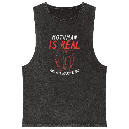 Mothman Is My Boyfriend For Cryptid Lover Mineral Wash Tank Tops
