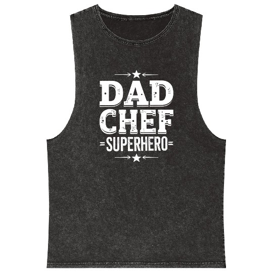 Dad Chef Superhero – Papa Cook Father Mineral Wash Tank Tops