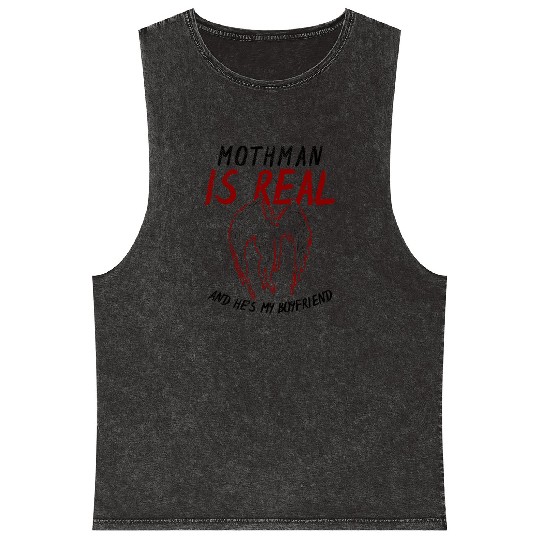 Mothman Is My Boyfriend For Cryptid Lover Mineral Wash Tank Tops