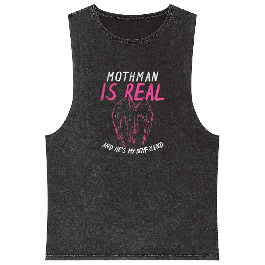 Mothman Is My Boyfriend For Cryptid Lover Mineral Wash Tank Tops