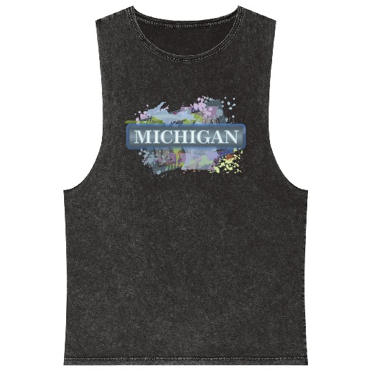 Michigan Abstract Mineral Wash Tank Tops