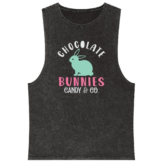 Chocolate Bunnies Candy & Co Happy Easter Holiday Mineral Wash Tank Tops