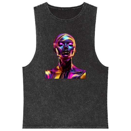 Black & Gold Marble Goddess Mineral Wash Tank Tops