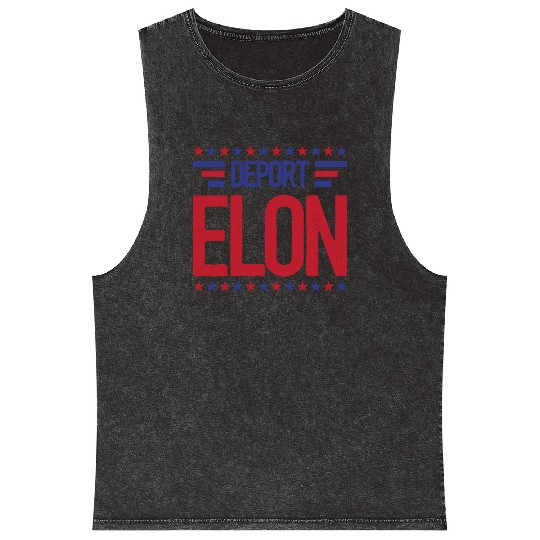 Deport Elon Musk Bumper Anti Fascist Mineral Wash Tank Tops