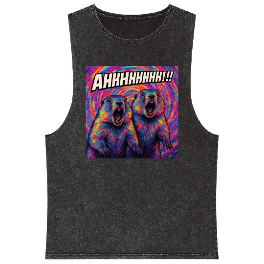 AHHHHHHH!!! – Screaming Marmots Go Psychedelic Mineral Wash Tank Tops