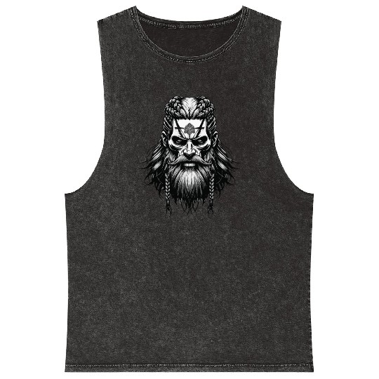 Viking Warrior Man Odin Thor Norman Walhalla Mineral Wash Tank Tops