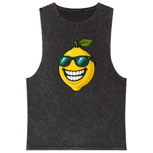 Cool lemon sunglasses summer fruit smile Mineral Wash Tank Tops