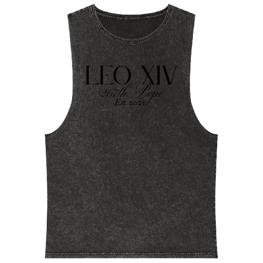 Leo XIV, 267th Pope, Est. 2025. Minimalist Script Mineral Wash Tank Tops