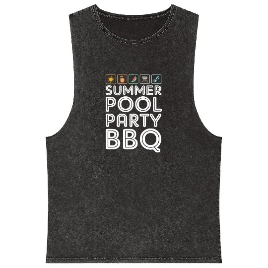 Summer Pool Party BBQ Squad Mineral Wash Tank Tops